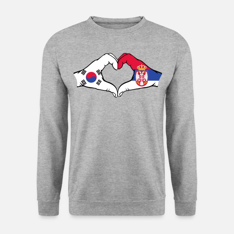 Südkorea Serbien Hände Herzform - Unisex Pullover - Weißgrau meliert