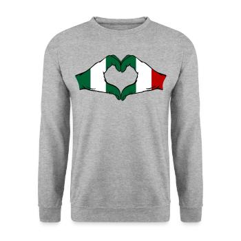 Nigeria Italie Drapeau Coeur Forme De Coeur - Sweat-shirt Unisexe - gris chiné - Devant - Alina (178cm) & Michal (187cm)
