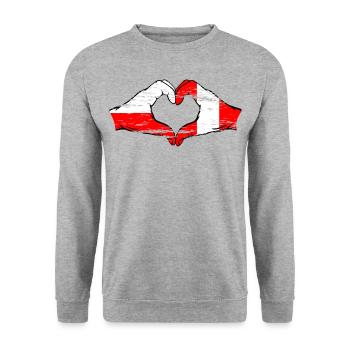 Poland Peru flag heart shape used - Unisex Sweatshirt - salt & pepper - Front - Alina (178cm) & Michal (187cm)