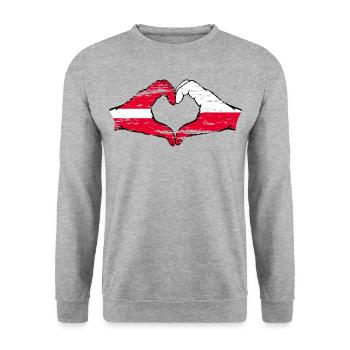 Latvia Poland flag hands heart shape used - Unisex Sweatshirt - salt & pepper - Front - Alina (178cm) & Michal (187cm)