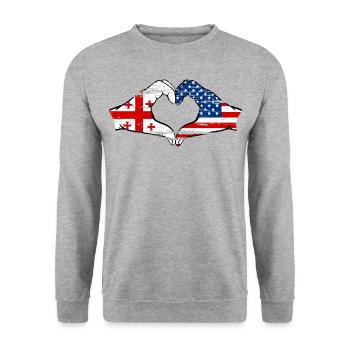 Géorgie États-Unis drapeau mains forme de coeur utilisé - Sweat-shirt Unisexe - gris chiné - Devant - Alina (178cm) & Michal (187cm)