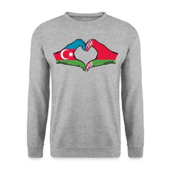 Azerbaijan Belarus Flag Hands Heart Shape - Unisex Sweatshirt - salt & pepper - Front - Alina (178cm) & Michal (187cm)