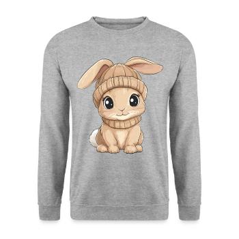 Hase Süß Niedlich Baby Kinder Tier Cartoon - Unisex Pullover - Weißgrau meliert - Vorne - Alina (178cm) & Michal (187cm)