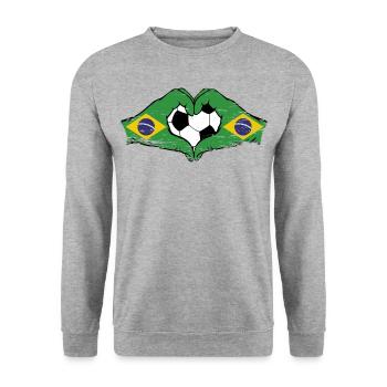 Forme de coeur de mains de football de drapeau du Brésil utilisé - Sweat-shirt Unisexe - gris chiné - Devant - Alina (178cm) & Michal (187cm)