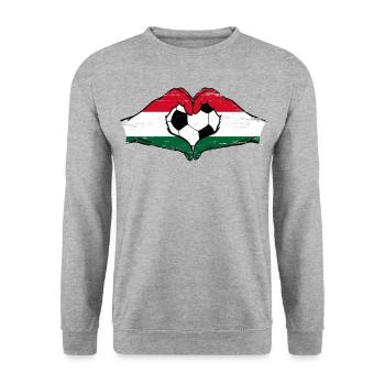 Hongrie drapeau football mains forme de coeur utilisé - Sweat-shirt Unisexe - gris chiné - Devant - Alina (178cm) & Michal (187cm)