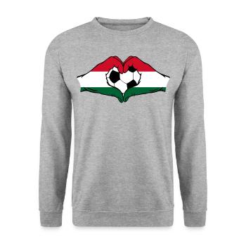 Hungary flag football hands heart shape - Unisex Sweatshirt - salt & pepper - Front - Alina (178cm) & Michal (187cm)