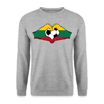 Forme de coeur de mains de football de drapeau de Lituanie - Sweat-shirt Unisexe - gris chiné - Devant - Alina (178cm) & Michal (187cm)