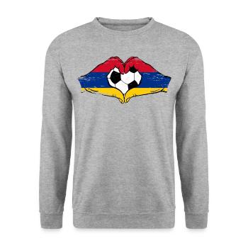 Drapeau arménien, football, mains, forme coeur, utilisé - Sweat-shirt Unisexe - gris chiné - Devant - Alina (178cm) & Michal (187cm)