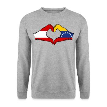 Austria Venezuela Flag Hands Heart Shape - Unisex Sweatshirt - salt & pepper - Front - Alina (178cm) & Michal (187cm)