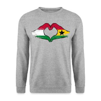 Hungary Ghana flag hands heart shape used - Unisex Sweatshirt - salt & pepper - Front - Alina (178cm) & Michal (187cm)