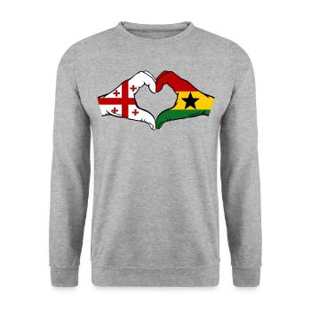 Géorgie Ghana Drapeau Mains Coeur Forme - Sweat-shirt Unisexe - gris chiné - Devant - Alina (178cm) & Michal (187cm)
