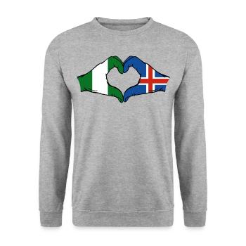 Drapeau de l’île du Nigeria mains forme de coeur - Sweat-shirt Unisexe - gris chiné - Devant - Alina (178cm) & Michal (187cm)