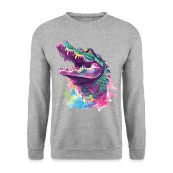 Alligator crocodile caïman reptile prédateur animal - Sweat-shirt Unisexe - gris chiné - Devant - Alina (178cm) & Michal (187cm)