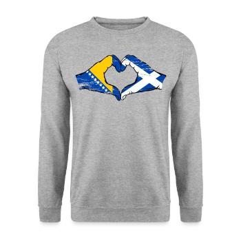 Bosnie Ecosse drapeau mains forme de coeur utilisé - Sweat-shirt Unisexe - gris chiné - Devant - Alina (178cm) & Michal (187cm)