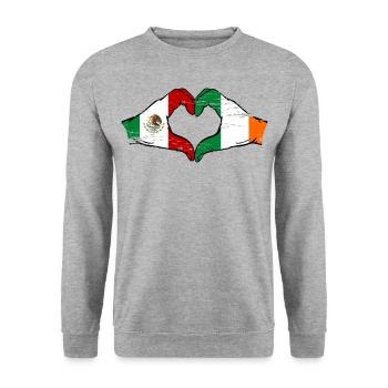 Mexique Drapeau Irlande mains forme de cœur utilisé - Sweat-shirt Unisexe - gris chiné - Devant - Alina (178cm) & Michal (187cm)