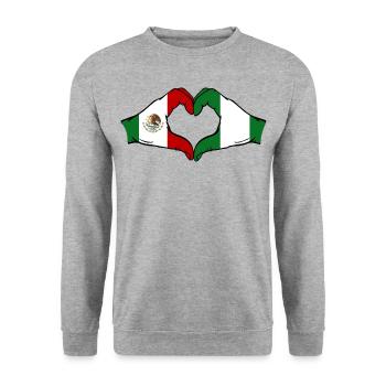 Mexique Nigeria Drapeau Mains Coeur Forme - Sweat-shirt Unisexe - gris chiné - Devant - Alina (178cm) & Michal (187cm)
