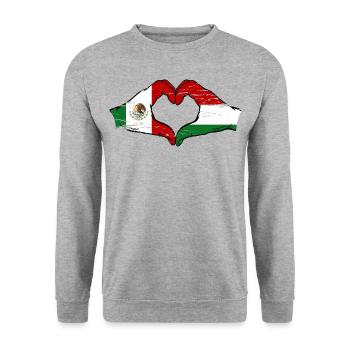Mexique Hongrie drapeau mains forme de coeur utilisé - Sweat-shirt Unisexe - gris chiné - Devant - Alina (178cm) & Michal (187cm)
