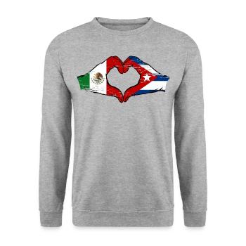 Mexique Cuba Drapeau Mains Coeur Forme Utilisé - Sweat-shirt Unisexe - gris chiné - Devant - Alina (178cm) & Michal (187cm)