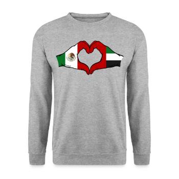 Mexico United Arab Emirates Flag Hands - Unisex Sweatshirt - salt & pepper - Front - Alina (178cm) & Michal (187cm)