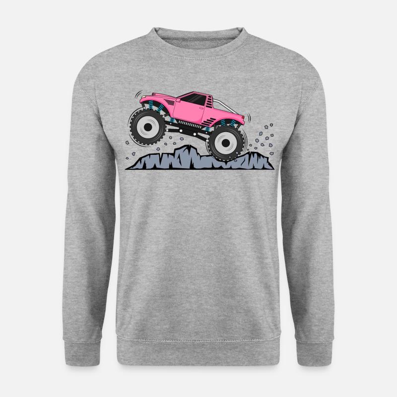 Monstertruck in Pink - Unisex Pullover - Weißgrau meliert