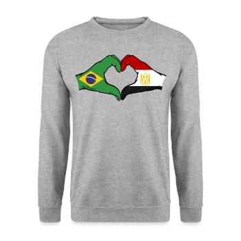 Brésil Égypte Drapeau Mains Coeur Forme - Sweat-shirt Unisexe - gris chiné - Devant - Alina (178cm) & Michal (187cm)