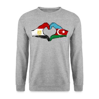 Egypte Azerbaïdjan Drapeau Mains Coeur Forme Utilisé - Sweat-shirt Unisexe - gris chiné - Devant - Alina (178cm) & Michal (187cm)