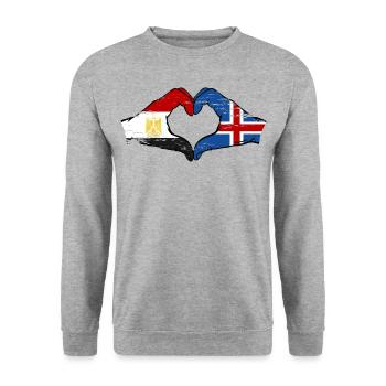 Egypt Iceland flag hands heart shape used - Unisex Sweatshirt - salt & pepper - Front - Alina (178cm) & Michal (187cm)
