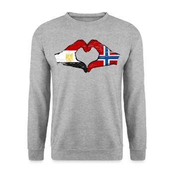 Égypte Norvège Drapeau Mains Coeur Forme Utilisé - Sweat-shirt Unisexe - gris chiné - Devant - Alina (178cm) & Michal (187cm)