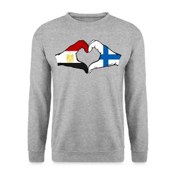Égypte Finlande Drapeau Mains Coeur Forme - Sweat-shirt Unisexe - gris chiné - Devant - Alina (178cm) & Michal (187cm)