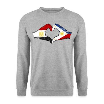 Égypte Philippines drapeau mains forme de coeur utilisé - Sweat-shirt Unisexe - gris chiné - Devant - Alina (178cm) & Michal (187cm)