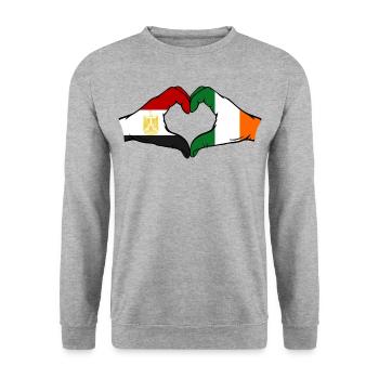 Egypt Ireland Flag Hands Heart Shape - Unisex Sweatshirt - salt & pepper - Front - Alina (178cm) & Michal (187cm)