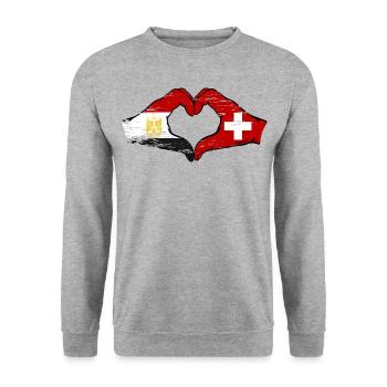 Egypte Suisse Drapeau Mains Coeur Forme Utilisé - Sweat-shirt Unisexe - gris chiné - Devant - Alina (178cm) & Michal (187cm)