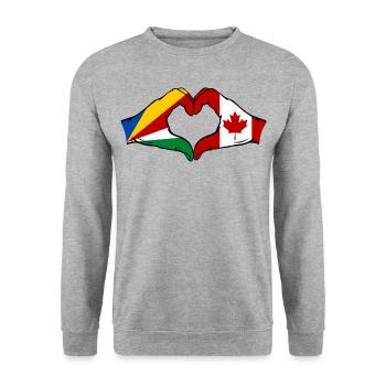 Seychelles Canada Drapeau Mains Coeur Forme - Sweat-shirt Unisexe - gris chiné - Devant - Alina (178cm) & Michal (187cm)