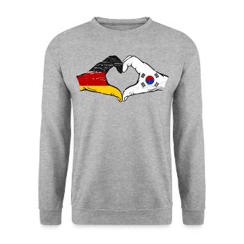 Allemagne Corée du Sud Drapeau Mains Coeur Forme Utilisé - Sweat-shirt Unisexe - gris chiné - Devant - Alina (178cm) & Michal (187cm)