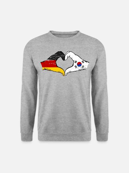 Deutschland Südkorea Flagge Hände Herzform used - Unisex Pullover - Weißgrau meliert