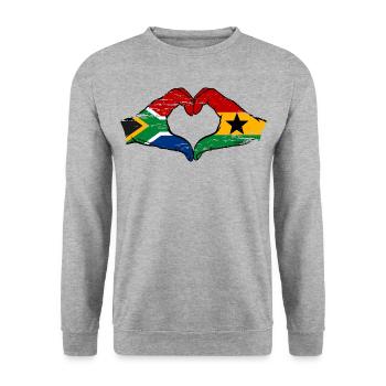Afrique du Sud Ghana drapeau mains forme de coeur utilisé - Sweat-shirt Unisexe - gris chiné - Devant - Alina (178cm) & Michal (187cm)