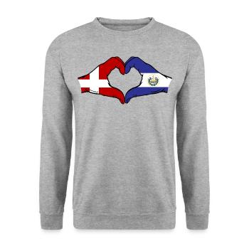 Danemark El Salvador Drapeau Mains Coeur Forme - Sweat-shirt Unisexe - gris chiné - Devant - Alina (178cm) & Michal (187cm)