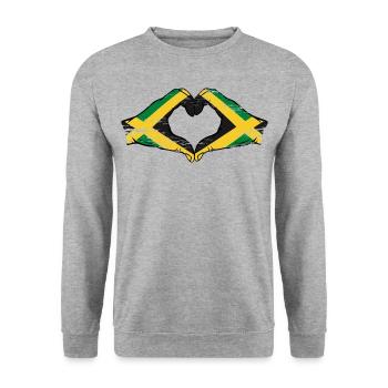 Jamaica flag hands heart shape used - Unisex Sweatshirt - salt & pepper - Front - Alina (178cm) & Michal (187cm)