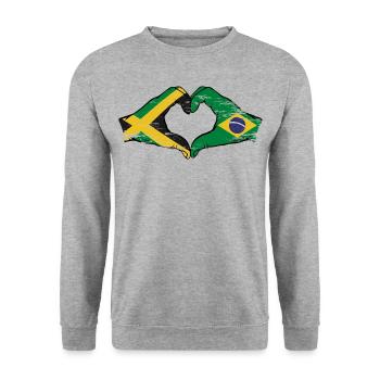 Jamaica Brazil Hands Heart Shape Used - Unisex Sweatshirt - salt & pepper - Front - Alina (178cm) & Michal (187cm)
