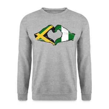 Jamaïque Nigeria Mains Forme de coeur Utilisé - Sweat-shirt Unisexe - gris chiné - Devant - Alina (178cm) & Michal (187cm)