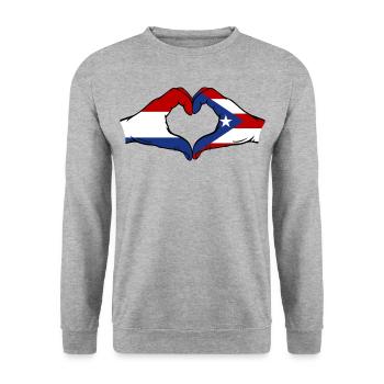 Holland Puerto Rico Hands Heart Shape - Unisex Sweatshirt - salt & pepper - Front - Alina (178cm) & Michal (187cm)