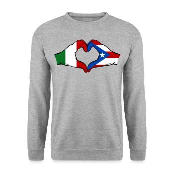Italy Puerto Rico Flag Hands Heart Shape - Unisex Sweatshirt - salt & pepper - Front - Alina (178cm) & Michal (187cm)