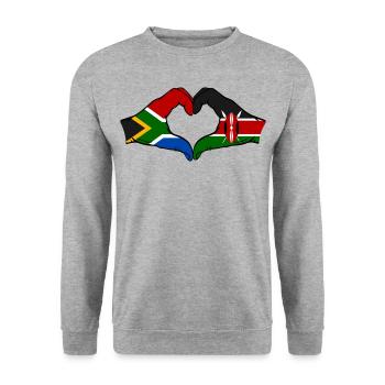 Afrique du Sud Kenya Drapeau Mains Coeur - Sweat-shirt Unisexe - gris chiné - Devant - Alina (178cm) & Michal (187cm)