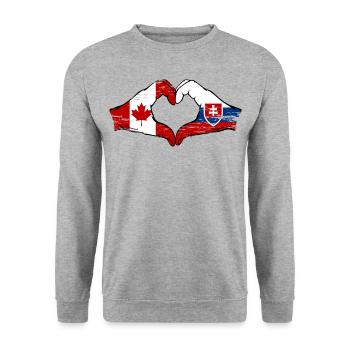 Canada Slovaquie drapeau mains coeur utilisé - Sweat-shirt Unisexe - gris chiné - Devant - Alina (178cm) & Michal (187cm)