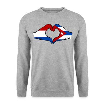 Holland Cuba Flag Hands Heart Shape - Unisex Sweatshirt - salt & pepper - Front - Alina (178cm) & Michal (187cm)