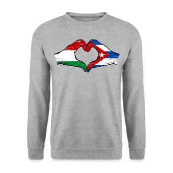 Hongrie Cuba Drapeau Mains Coeur Forme Utilisé - Sweat-shirt Unisexe - gris chiné - Devant - Alina (178cm) & Michal (187cm)
