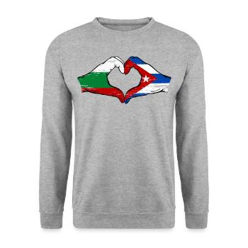 Bulgarie Cuba drapeau mains forme de coeur utilisé - Sweat-shirt Unisexe - gris chiné - Devant - Alina (178cm) & Michal (187cm)
