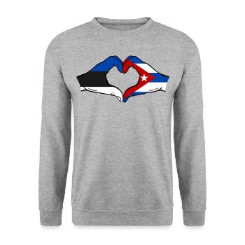 Estonie Cuba Drapeau Mains Coeur Forme - Sweat-shirt Unisexe - gris chiné - Devant - Alina (178cm) & Michal (187cm)