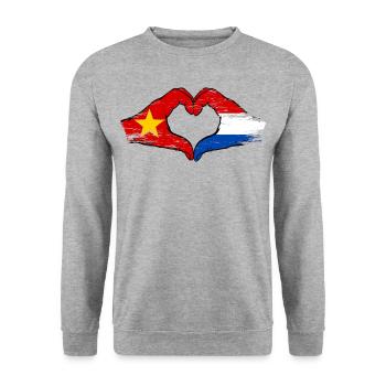 Vietnam Hollande drapeau mains forme coeur utilisé - Sweat-shirt Unisexe - gris chiné - Devant - Alina (178cm) & Michal (187cm)