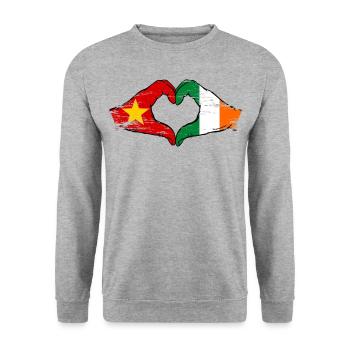 Vietnam Irlande Drapeau Mains Coeur Forme Utilisé - Sweat-shirt Unisexe - gris chiné - Devant - Alina (178cm) & Michal (187cm)